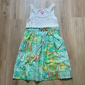 Lilly Pulitzer Nettie Dress in Fresh Catch Toile White and Green M